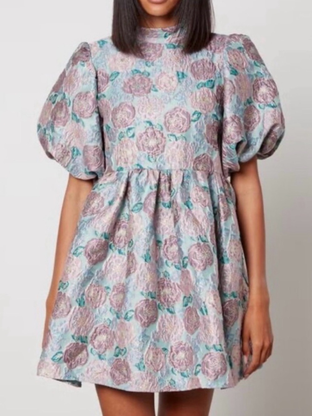 Sister Jane Puff Sleeve Jacquard Dress